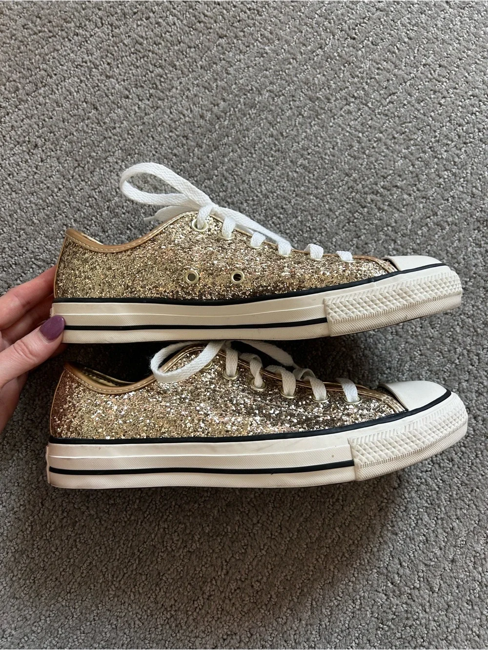 Chunky Gold Glitter Lowtop Converse - Picture 2 of 8